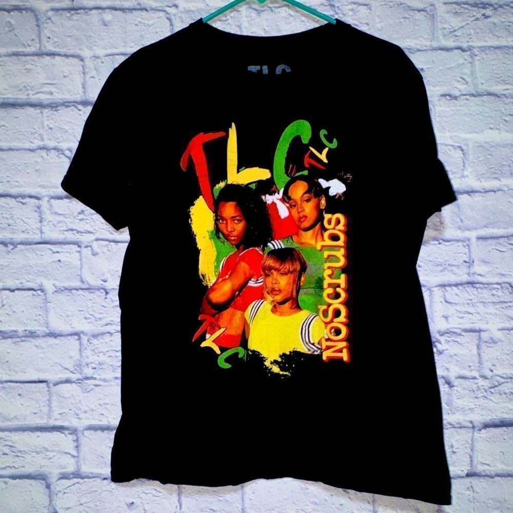 TLC No Scrubs Shirt L Womens Graphic Tee Hip Hop Music R&B Crew Neck